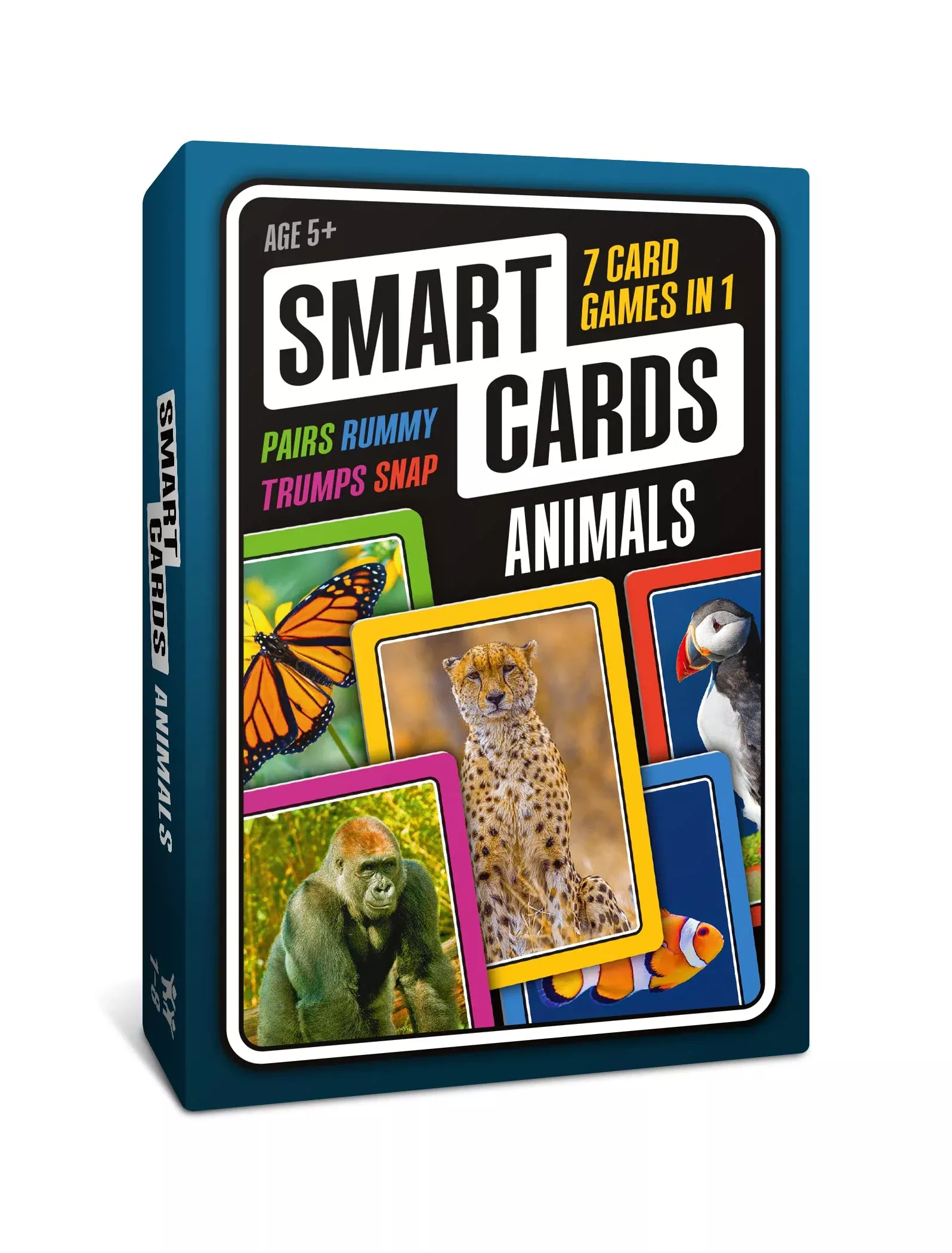 100 Pics Smart Cards Animals, 7 Games In 1, Pairs, Snap, Trumps, Rummy
