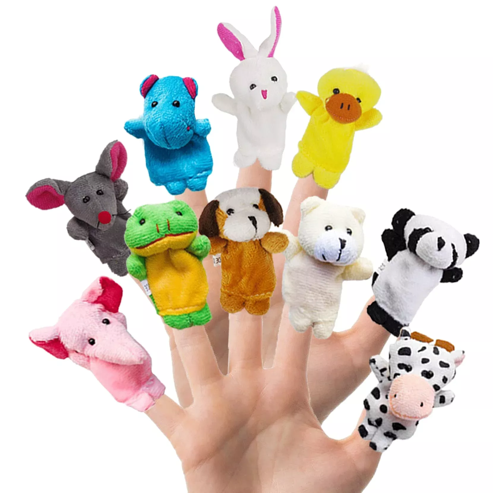 10Pcs Story Time Finger Puppets - Different Cartoon Farm Animal Finger