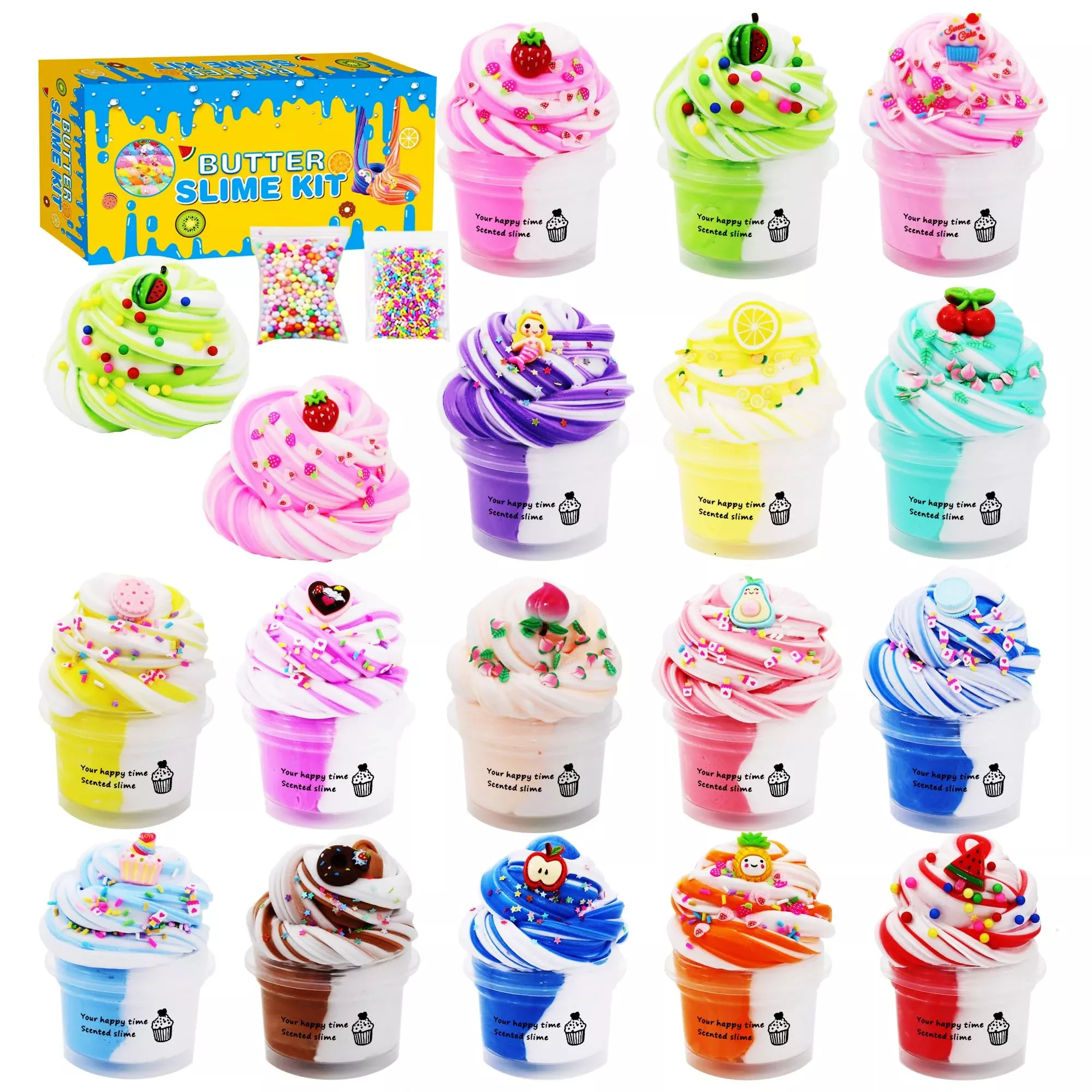 16 Pack Two-Toned Butter Slime Kit,Diy Educational Slime Toys Super So