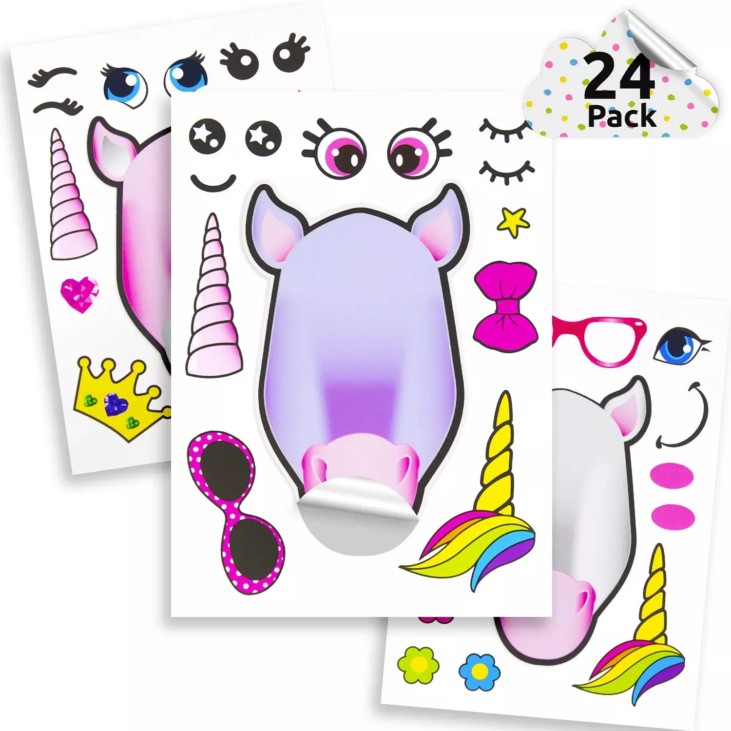 24 Make A Unicorn Stickers For Kids - Great Unicorn Theme Birthday Par