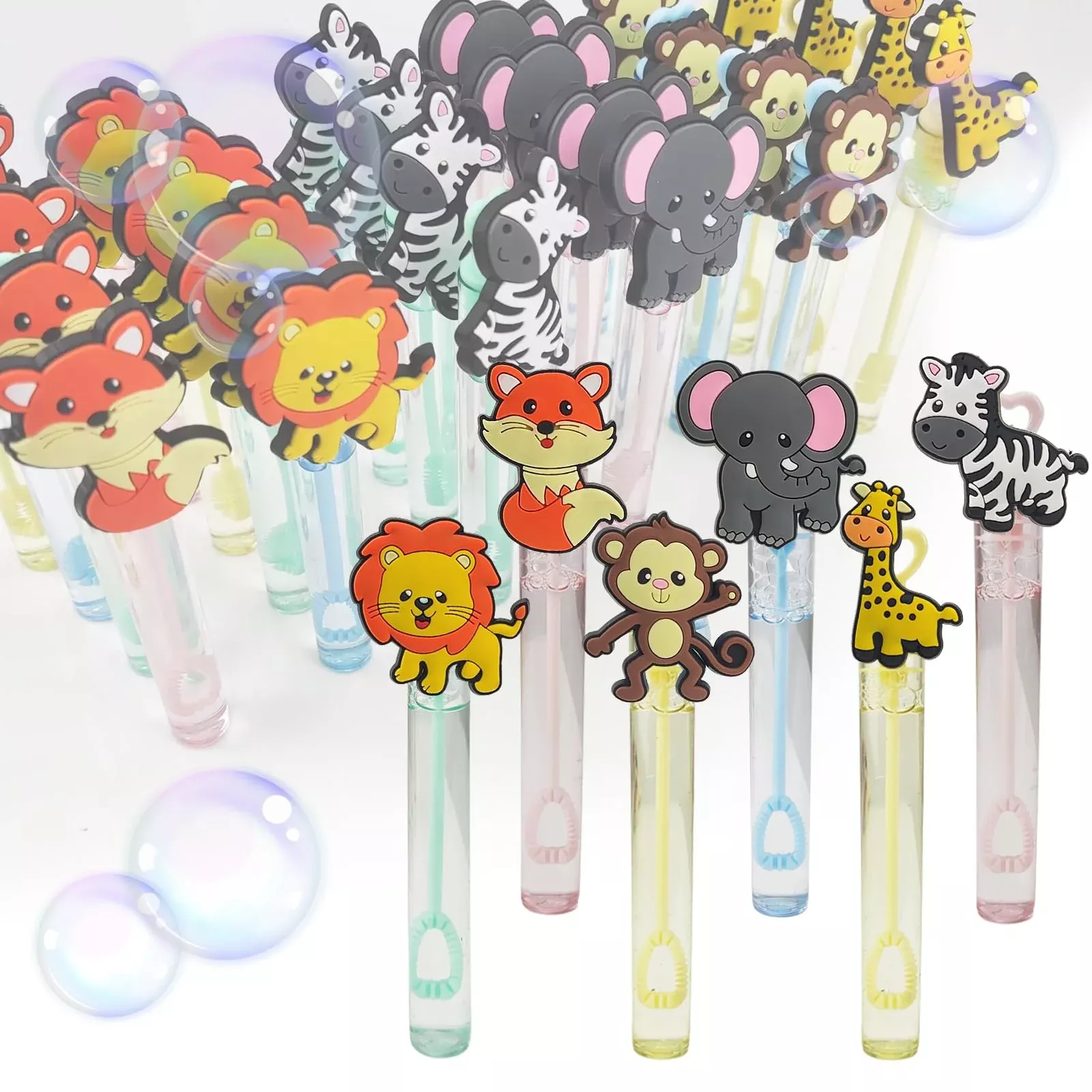 24 Piece Jungle Animals Toys Bubble Wand For Kids(6 Style),Cute Bubble