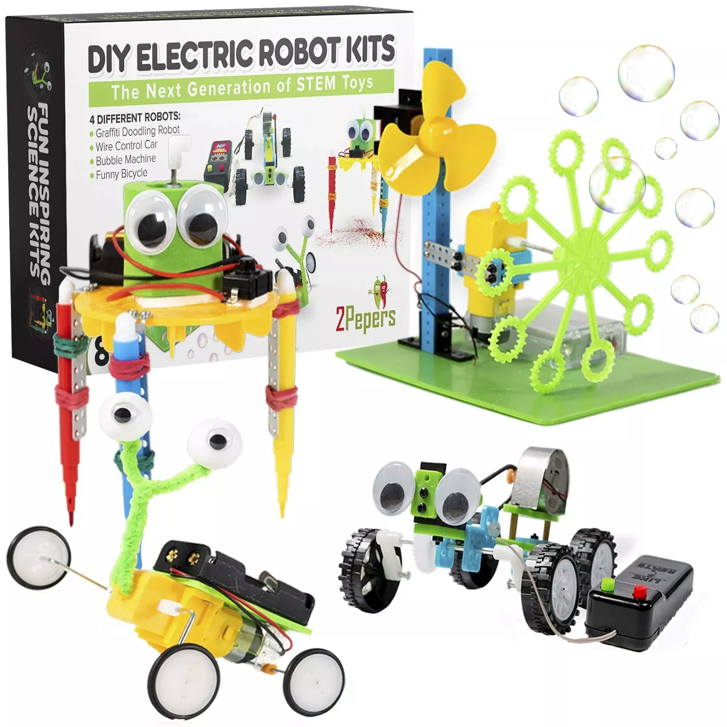 2Pepers STEM Kit 4 Pack DIY Robotic Toys for Kids Age 8-12