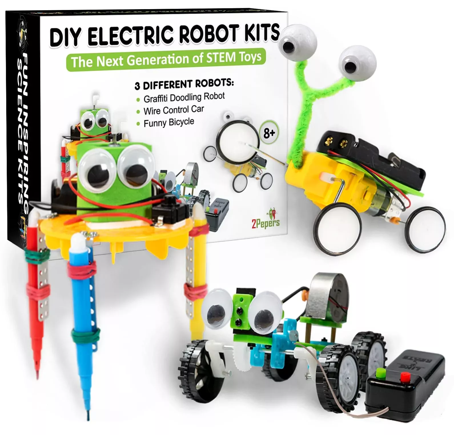 2Pepers STEM Robot Kits for Kids 8-12, 3 Pack, Colorful