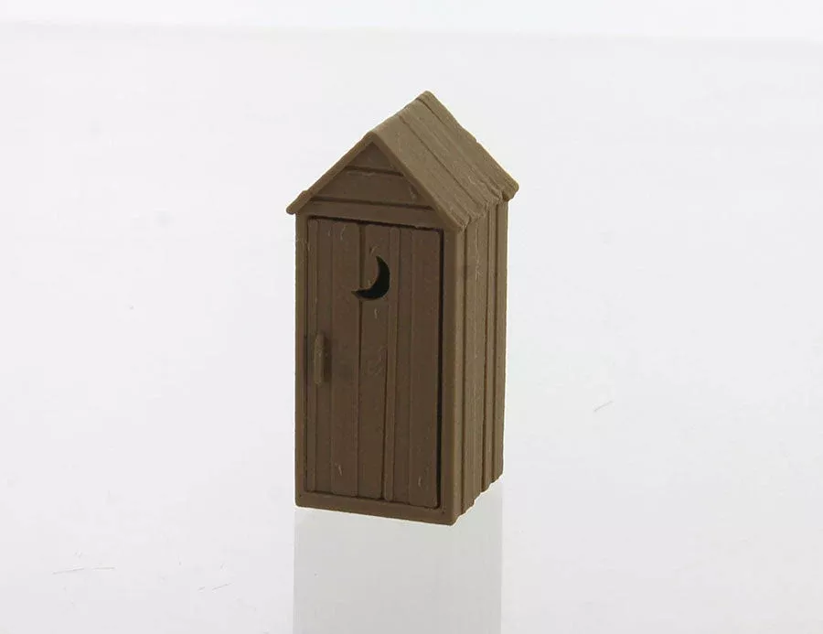 3D To Scale 64-142-WD 1/64 Scale Outhouse - Rustic Wood Tone