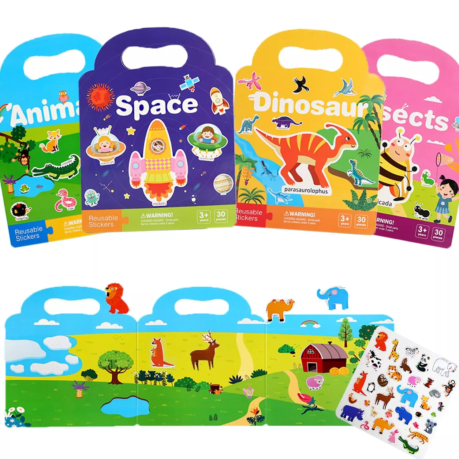 4 Pack Reusable Sticker Books For Toddlers 2-4 Years, Sticker Books Fo