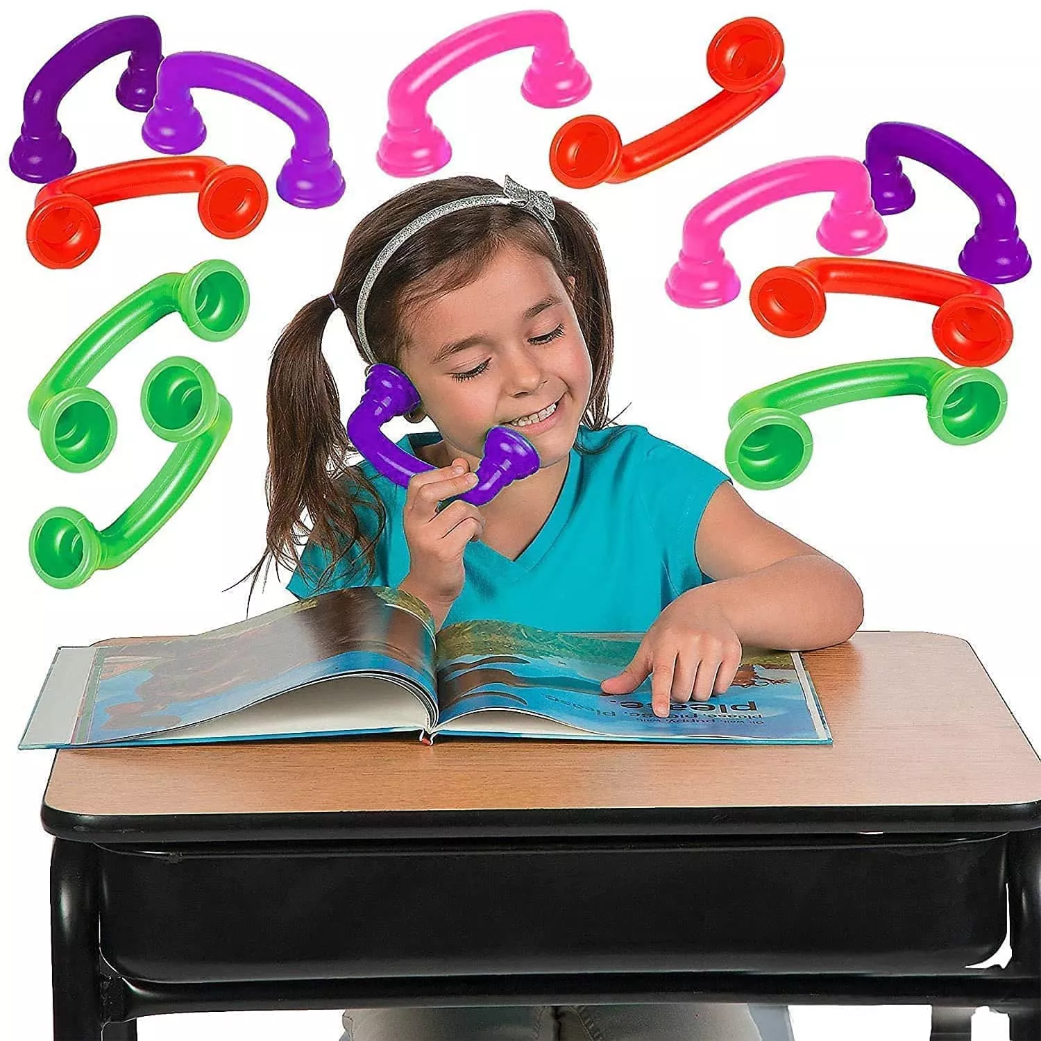 4E's Novelty Whisper Phones for Kids - Speech Therapy - 16 Pack - Multi Color