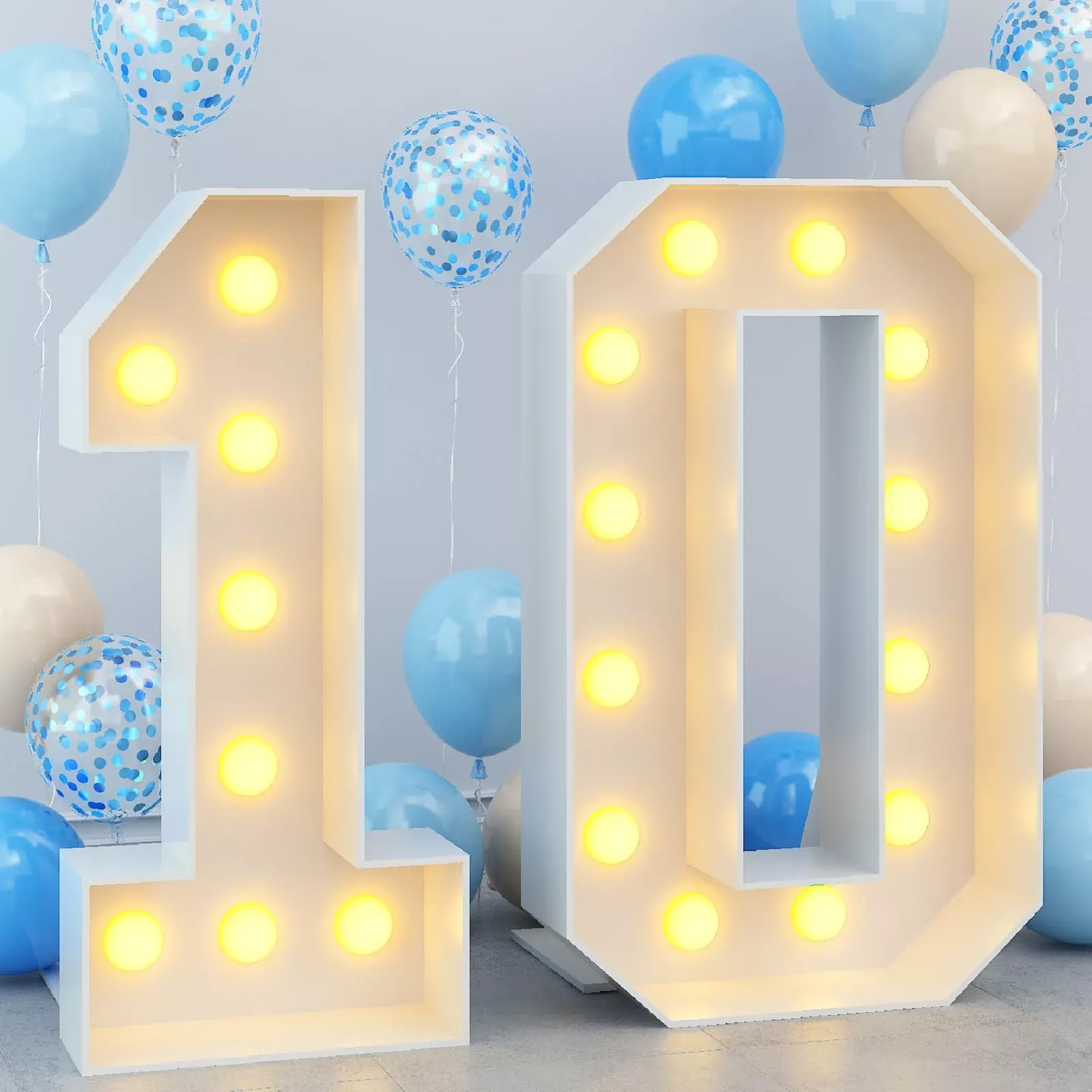 4Ft Light Up Numbers 10 Mosaic Numbers Marquee Frame For 10Th Birthday