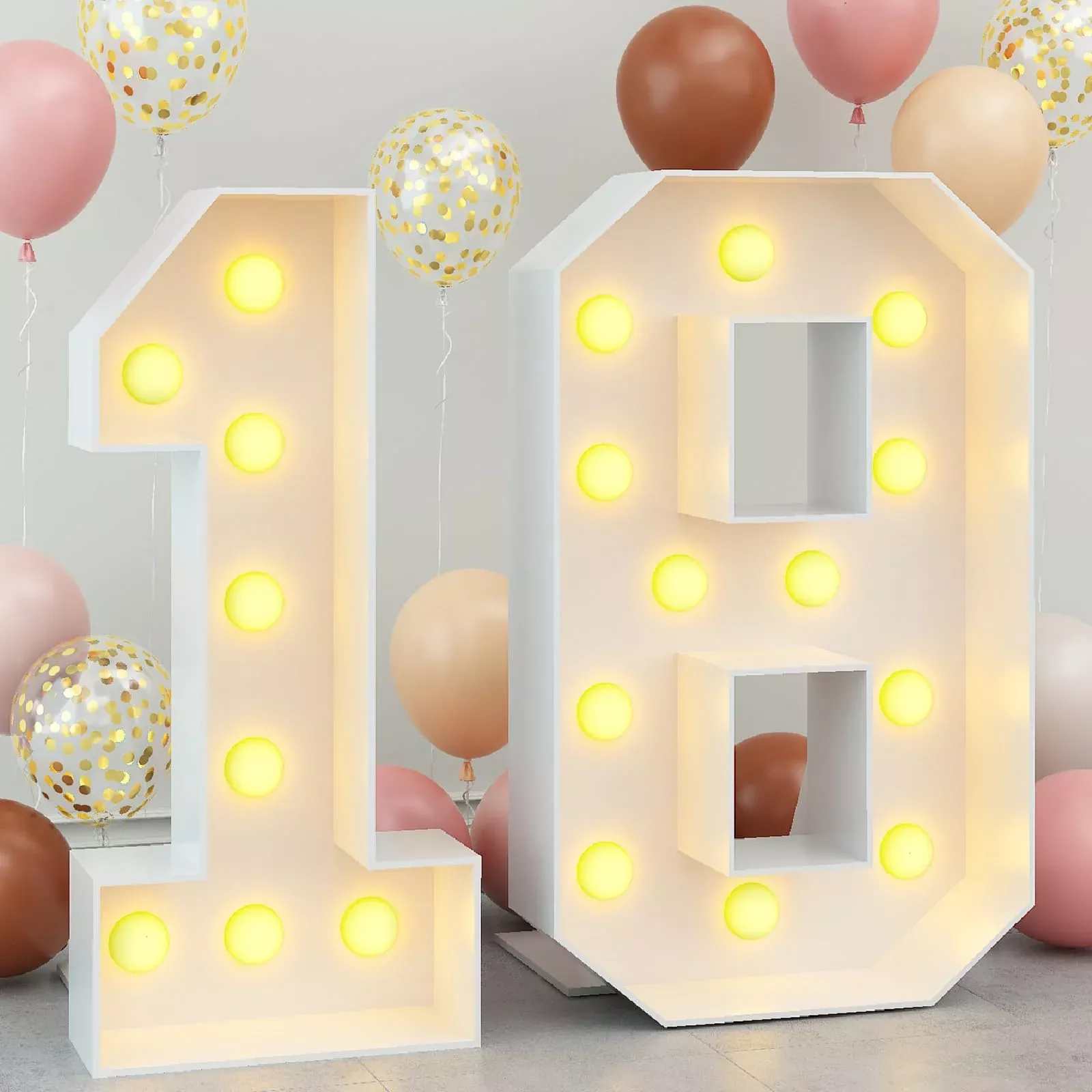 4Ft Light Up Numbers 18 Marquee Mosaic Numbers Frame For 18Th Birthday