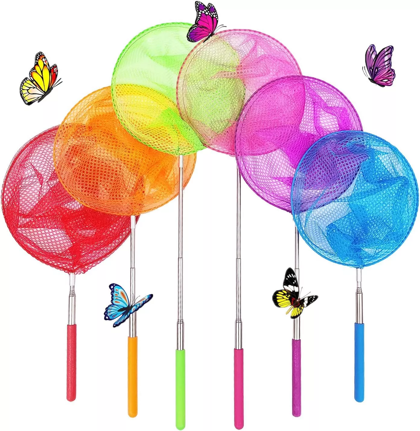 6 Pack Telescopic Insect Catching Nets,Butterfly Nets,Fishing Nets,Nat
