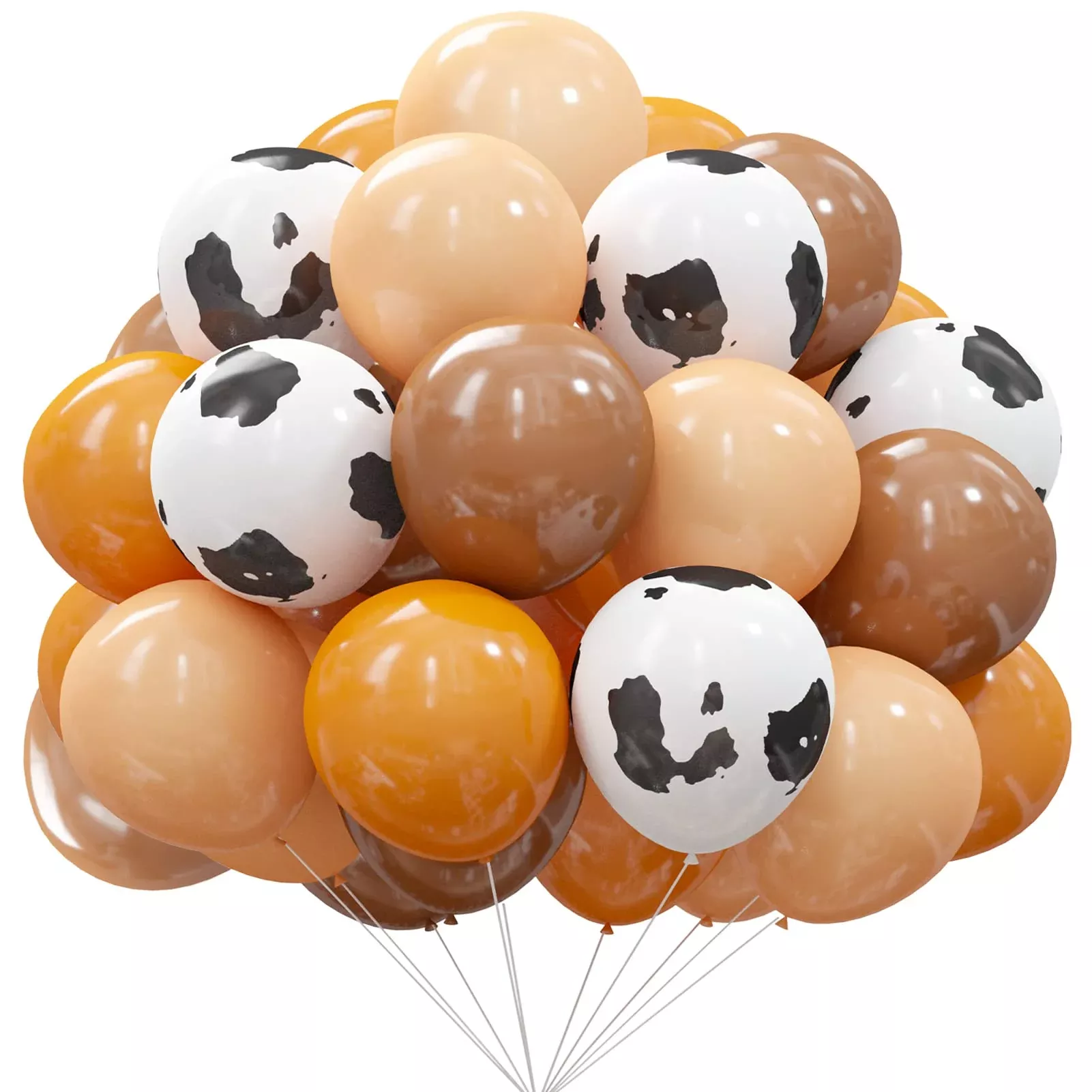 60Pcs Western Party Decorations Cow Balloons - 12' Brown Cow Print Cow
