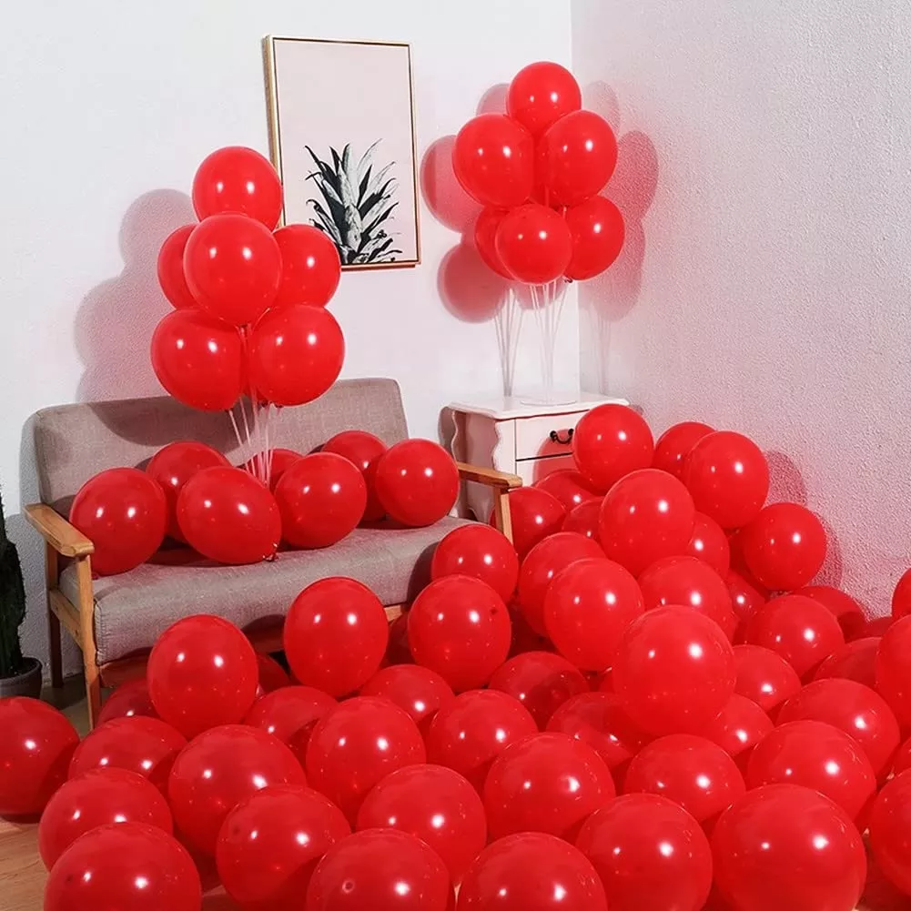 Abbaoww 100 Pcs Red Balloons 10 Inch Strong Latex Balloons For Party D