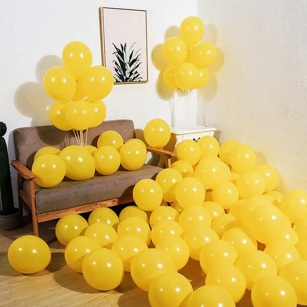 Abbaoww 100 Pcs Yellow Balloons 10 Inch Strong Latex Balloons For Part
