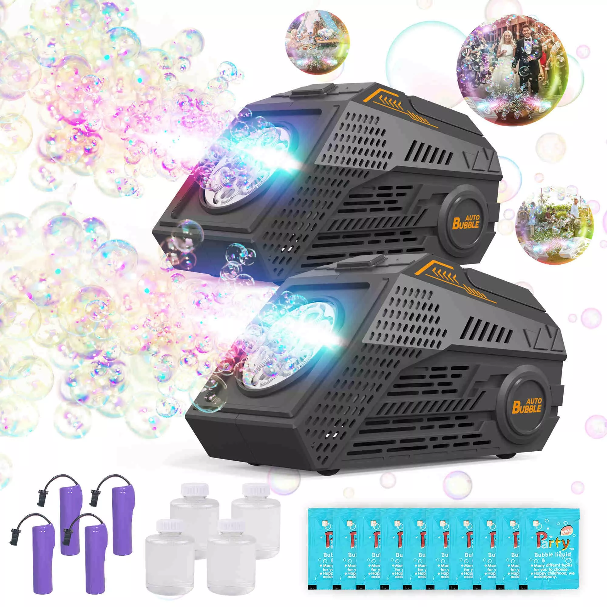 Abincee Bubble Machine Set - 2 Pack, Black, 4.5"x7