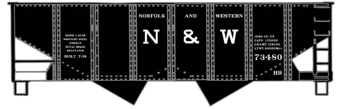 Accurail 81521 HO Scale USRA 55 Ton 2 Bay Open Hopper Kit Norfolk & Western NW N&W #'s Vary