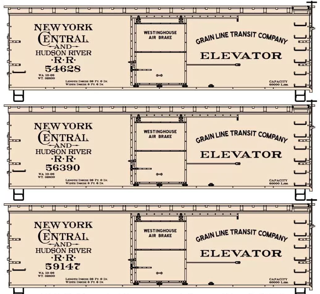 Accurail 8153 HO Scale 36' Double Sheathed Boxcar Kit New York Central NYC&HR 3 Pack