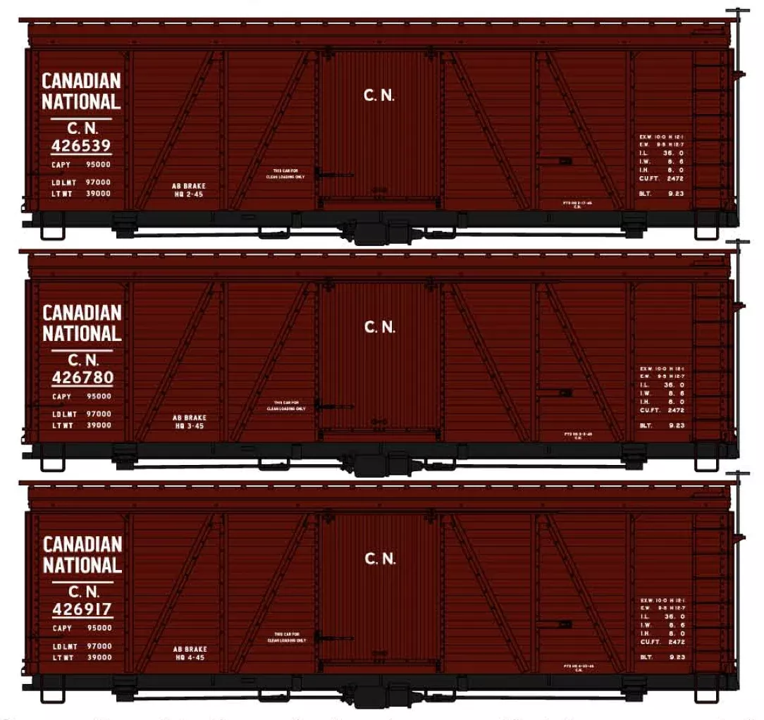 Accurail 8154 HO Scale Fowler 36' Boxcar Kit Canadian National CN 3 Pack