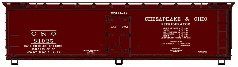 Accurail 81563 HO Scale 40' Wood Reefer Kit Chesapeake & Ohio C&O