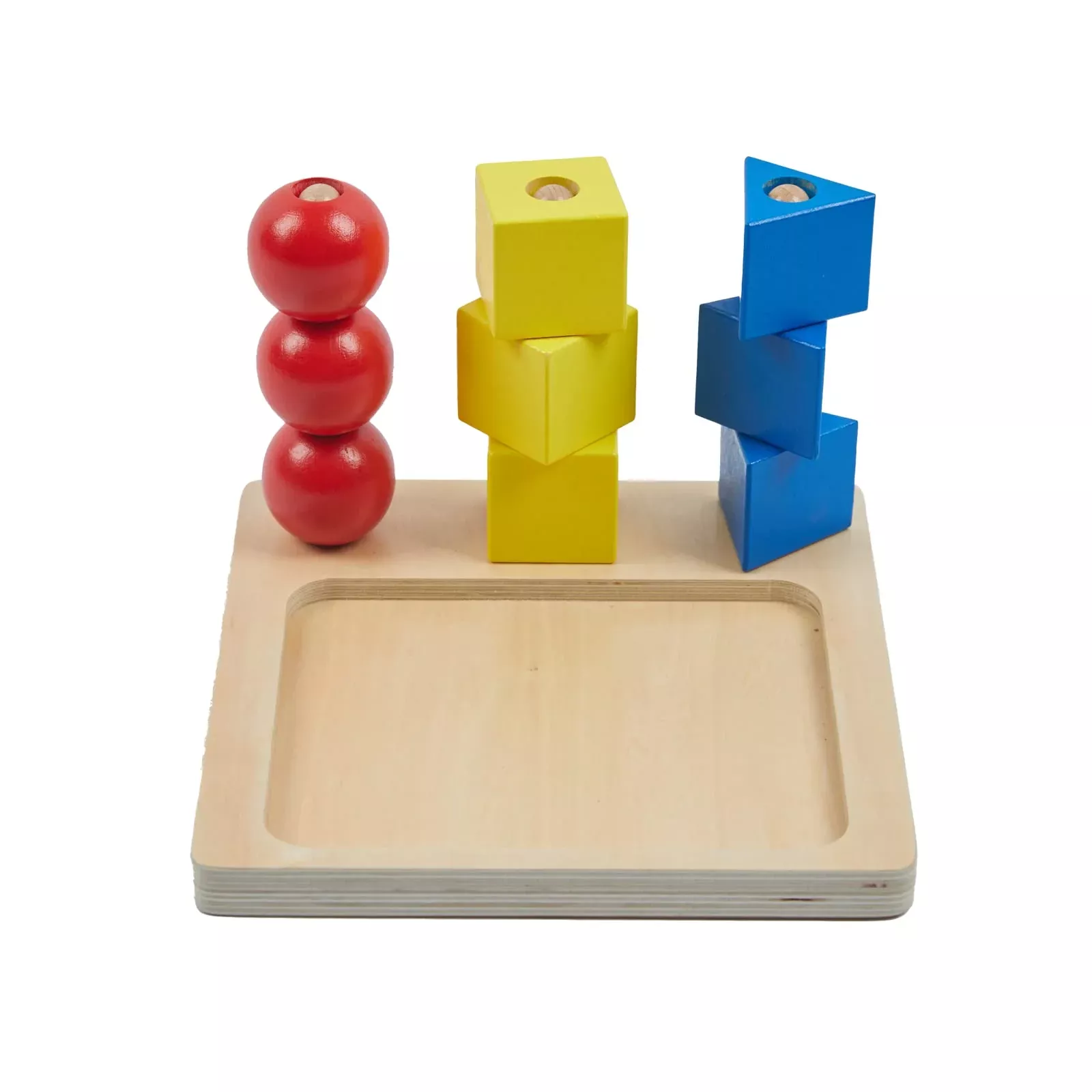 Adena Montessori 3 Colored Solids on Dowels Educational Toy Medium Blue Red
