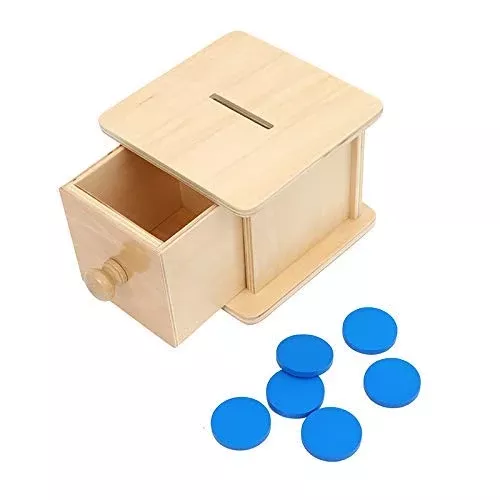 Adena Montessori Coin Box Toy for 1-2 Year Olds, Multi-color,