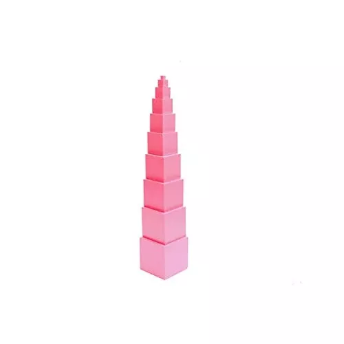 Adena Montessori Pink Wooden Cubes Set for Visual & Motor Skills, Small