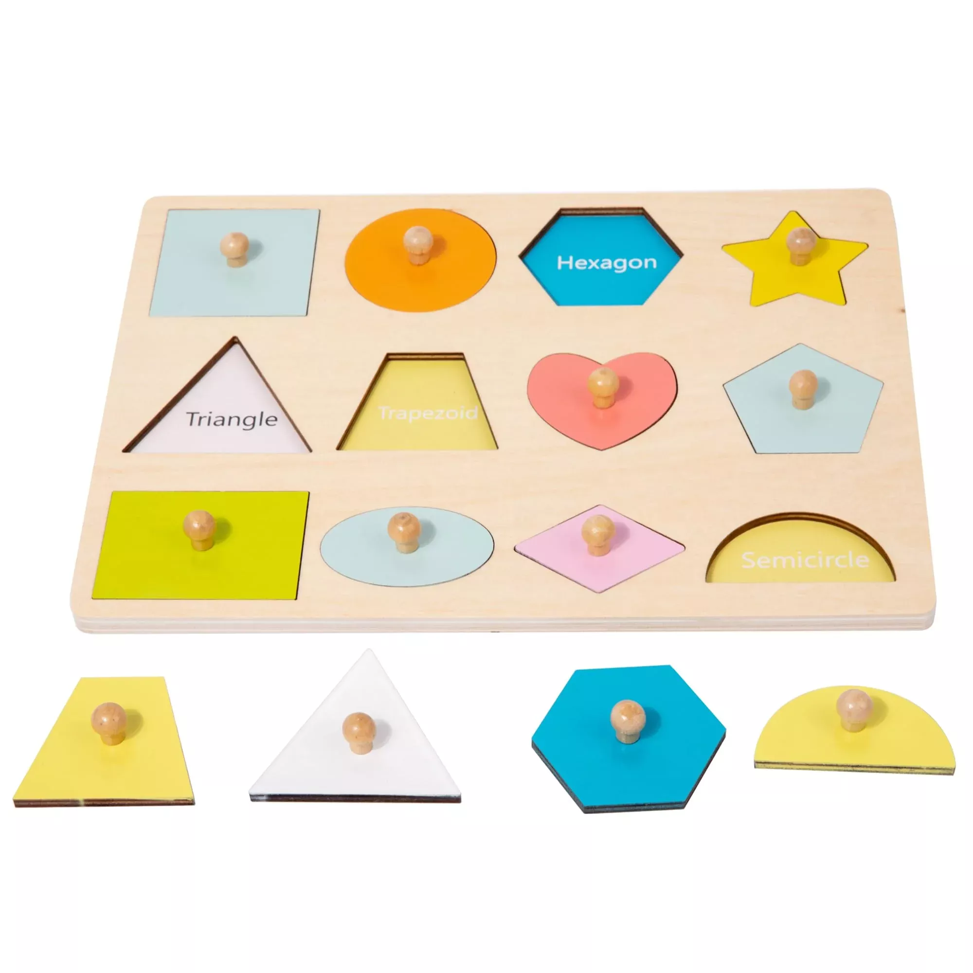 Adena Montessori Wooden Knob Puzzles 30cm Multi-colored Development Toy