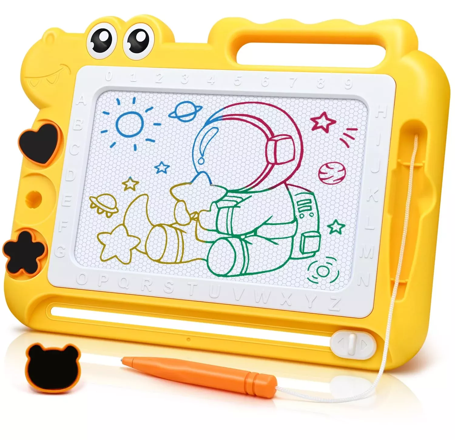 AiTuiTui Magnetic Drawing Board for Kids - Dinosaur Yellow, 8.5"
