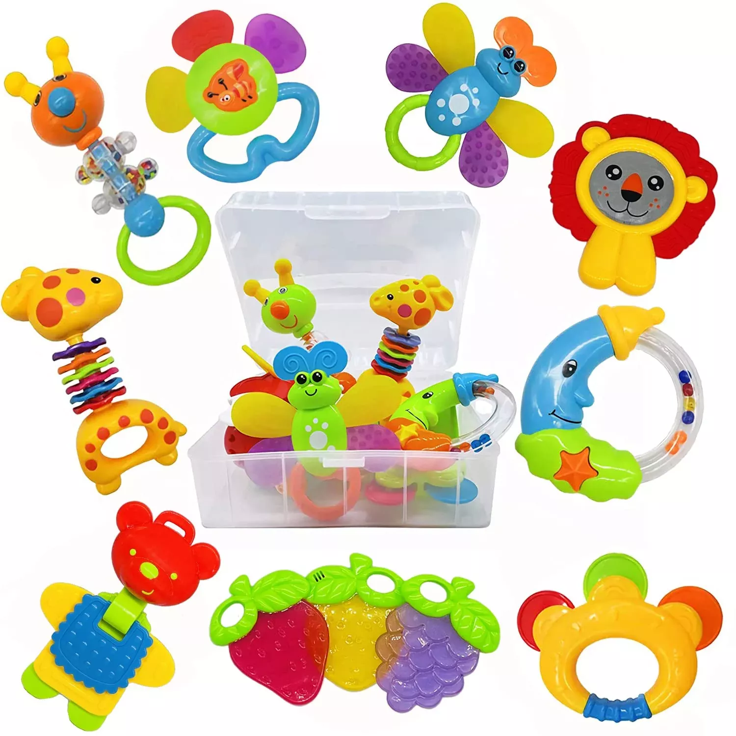 AIVIAI Baby Rattle Teether Set for Infants, Multicolored,