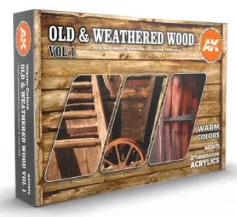 AK Interactive 11673 Old & Weathered Wood Vol.1 3G Acrylic Paint Set (6 Colors)