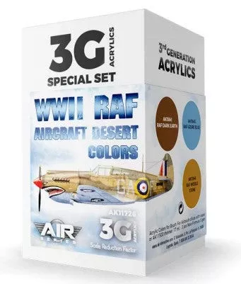 AK Interactive 11726 Air Series: WWII RAF Aircraft Desert 3G Acrylic Paint Set (