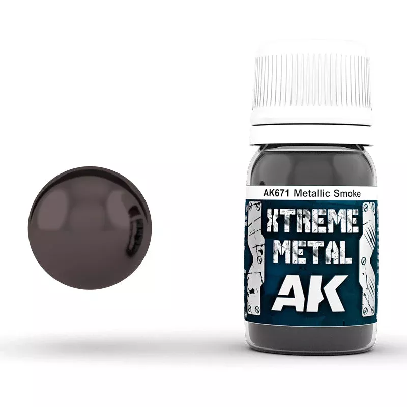 AK Interactive 671 Xtreme Metal: Smoke Metallic Paint 30ml Bottle