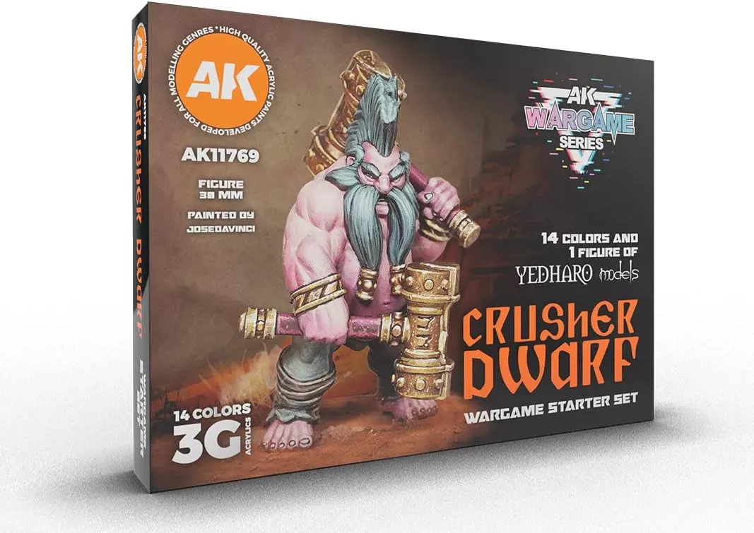 AKI 11769 Wargames Starter Set: Crusher Dwarf 3G Acrylic Paint (14 Colors 17ml)
