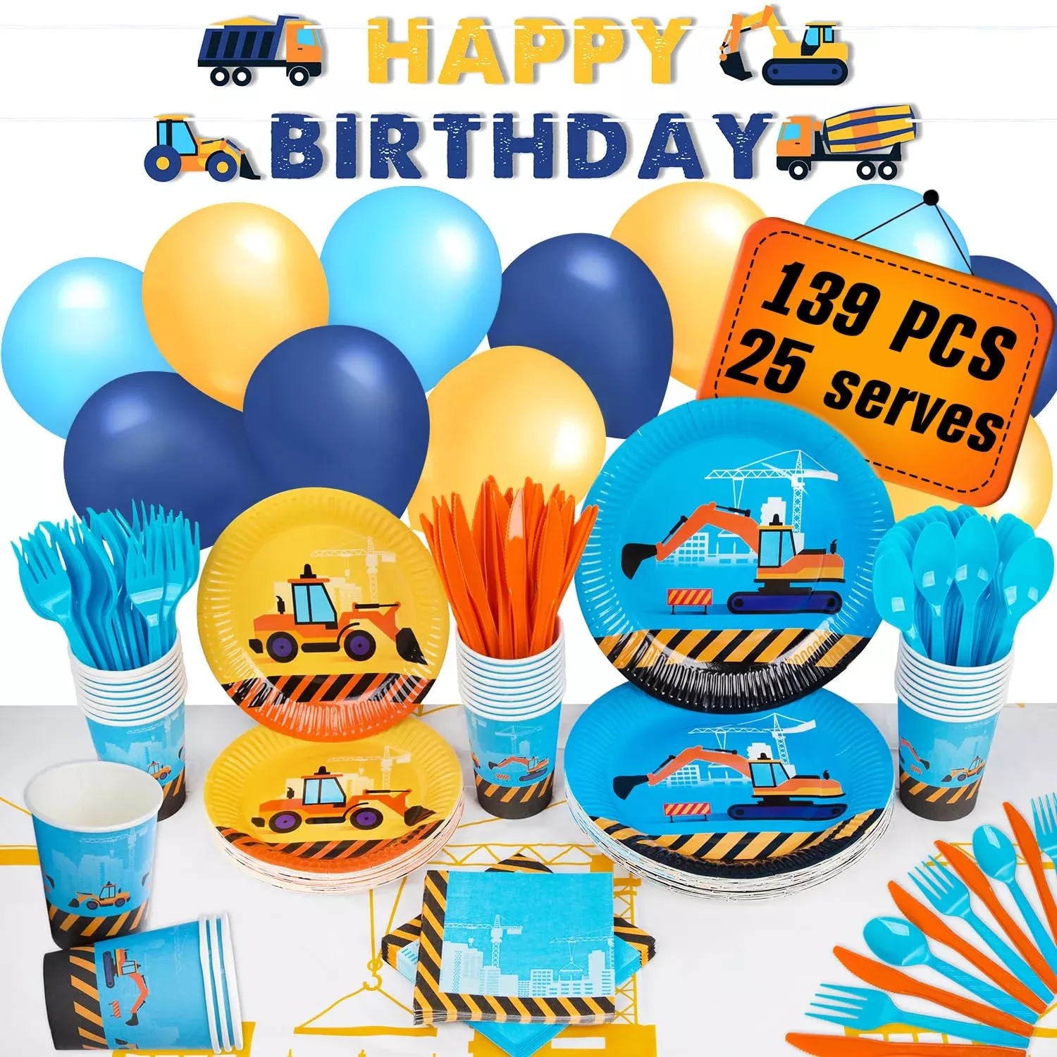 Aliza Premium Party Supplies Construction Birthday Party Set – Dump Tr