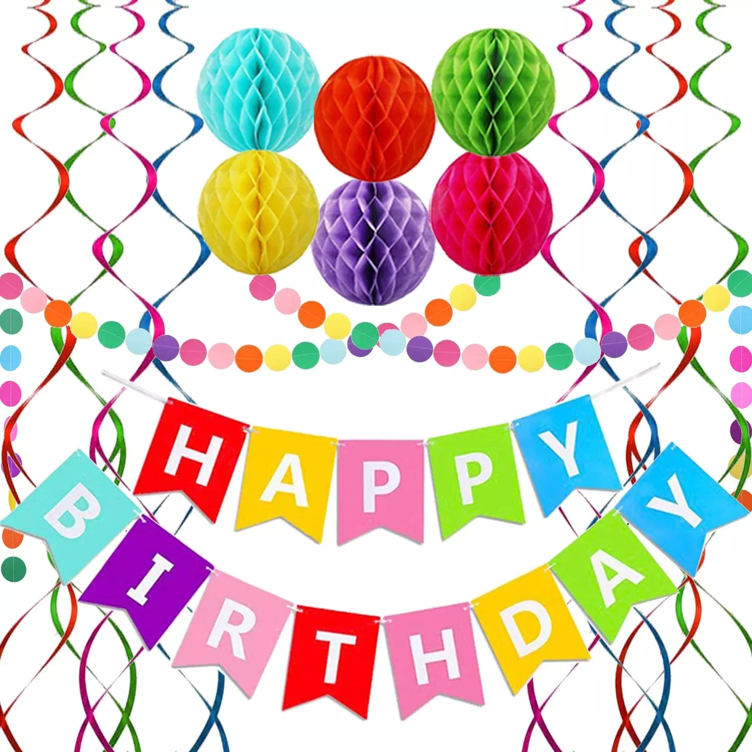 ALLFUN Happy Birthday Banner Set - Rainbow - 10ft Decorations
