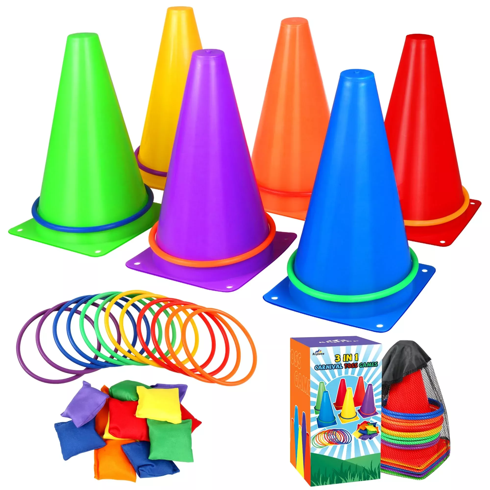 Alyoen 31 PCS Outdoor Carnival Games Set, Bean Bag Ring Toss, 9"