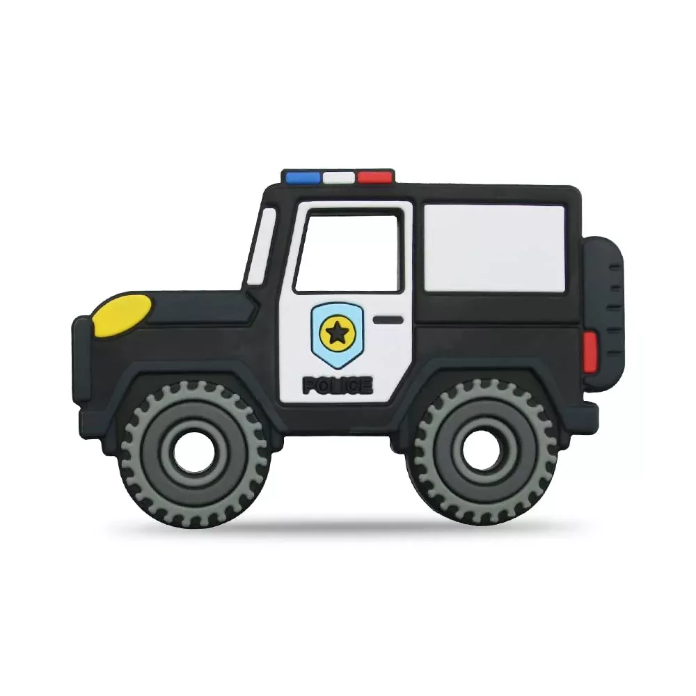 AmazingM Silicone Teether for Babies - Police Car Design - Black