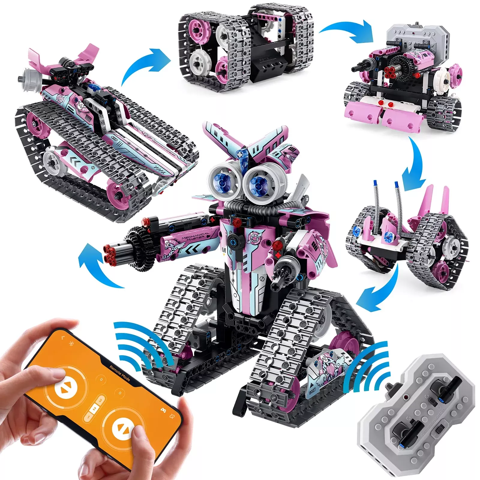 Amy&Benton Girls Remote Control Robot Building Kit Stem Pink Robot Kit