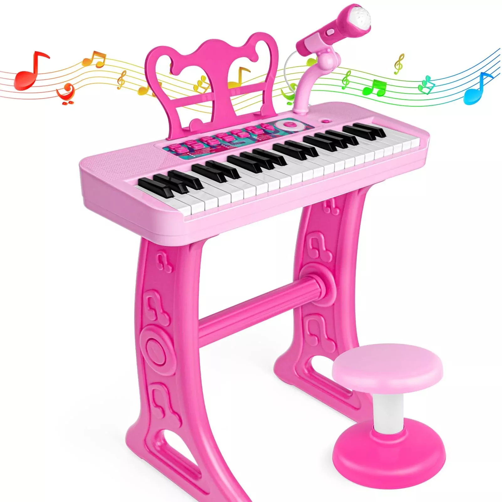 Amy & Benton Pink Piano Keyboard Toy for Kids, 37 Keys, Small