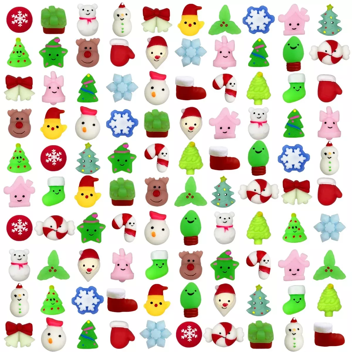 Anditoy 100 PCS Christmas Mochi Squishy Toys - Red, Small
