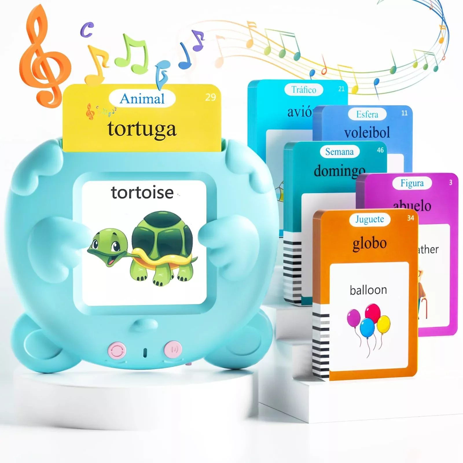 ANhovno Spanish & English Talking Flash Cards, 510 Cards, Blue