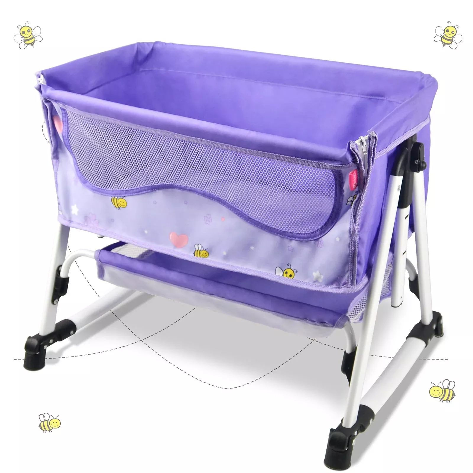 ANIVIA Baby Doll Bed Cradle for 18'' Dolls, Purple, 20.