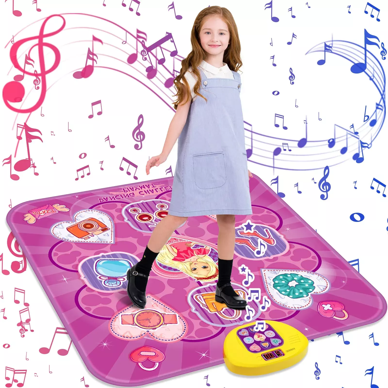 ANNKIE Dance Mat for Kids, Purple, PVC, 34.64'' x 39.37'', 5 Game Mode