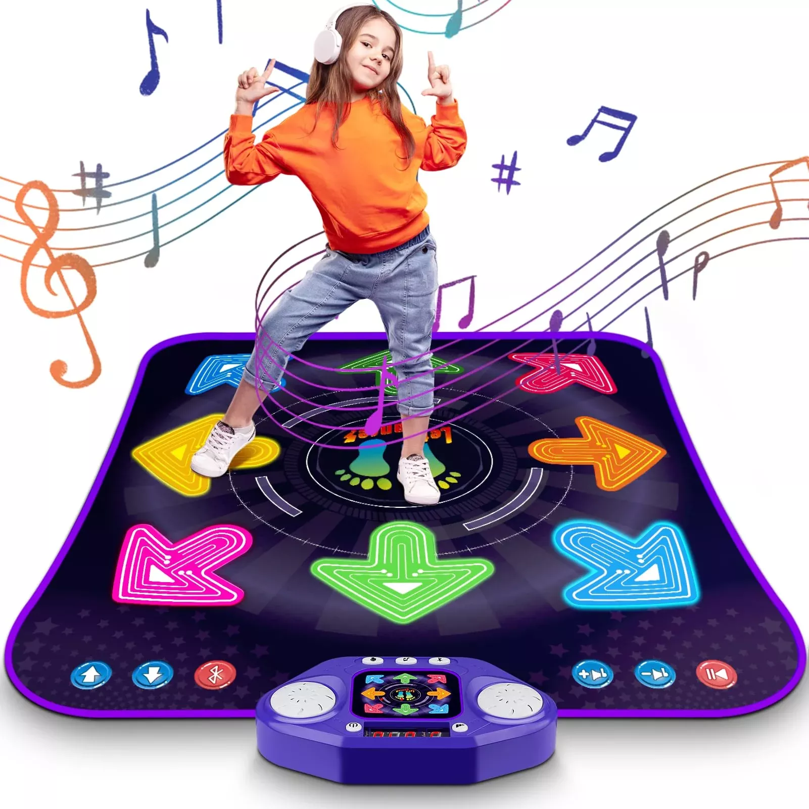 ANNKIE Kids Dance Mat, Light Up 8-Buttons, Medium, Multicolored