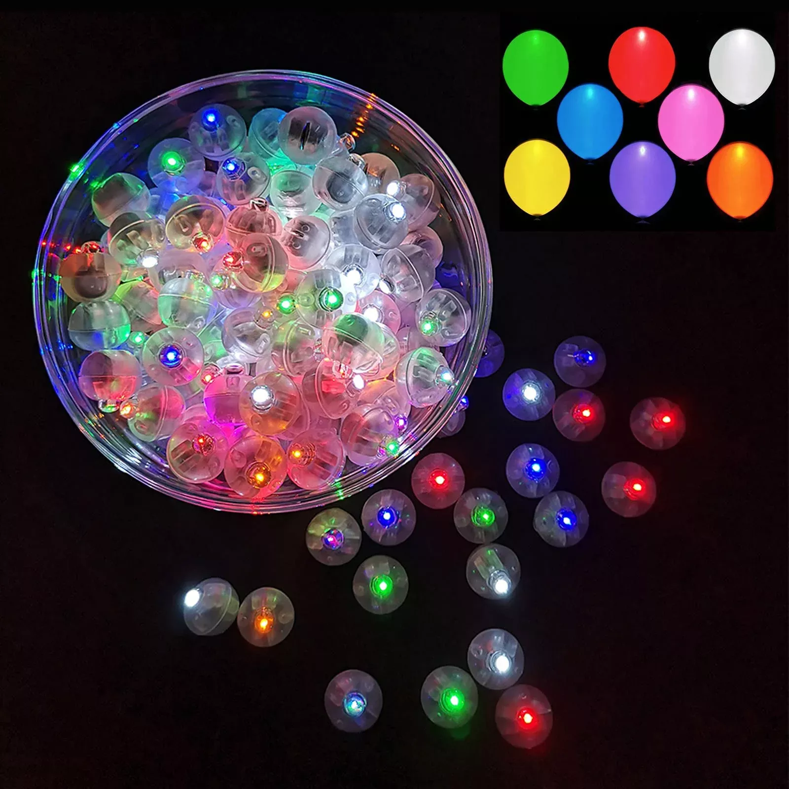 Aogist Multicolor LED Balloon Lights - 100 Pcs Round Mini Flash Lights