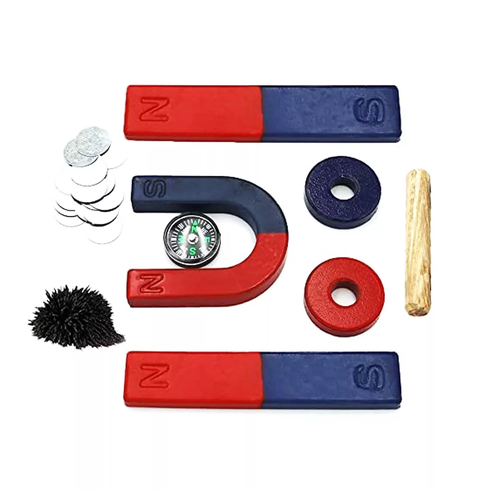 AOMAG Physics Science Magnets Kit - Bar/Ring/Horseshoe/Compass - 3.85"