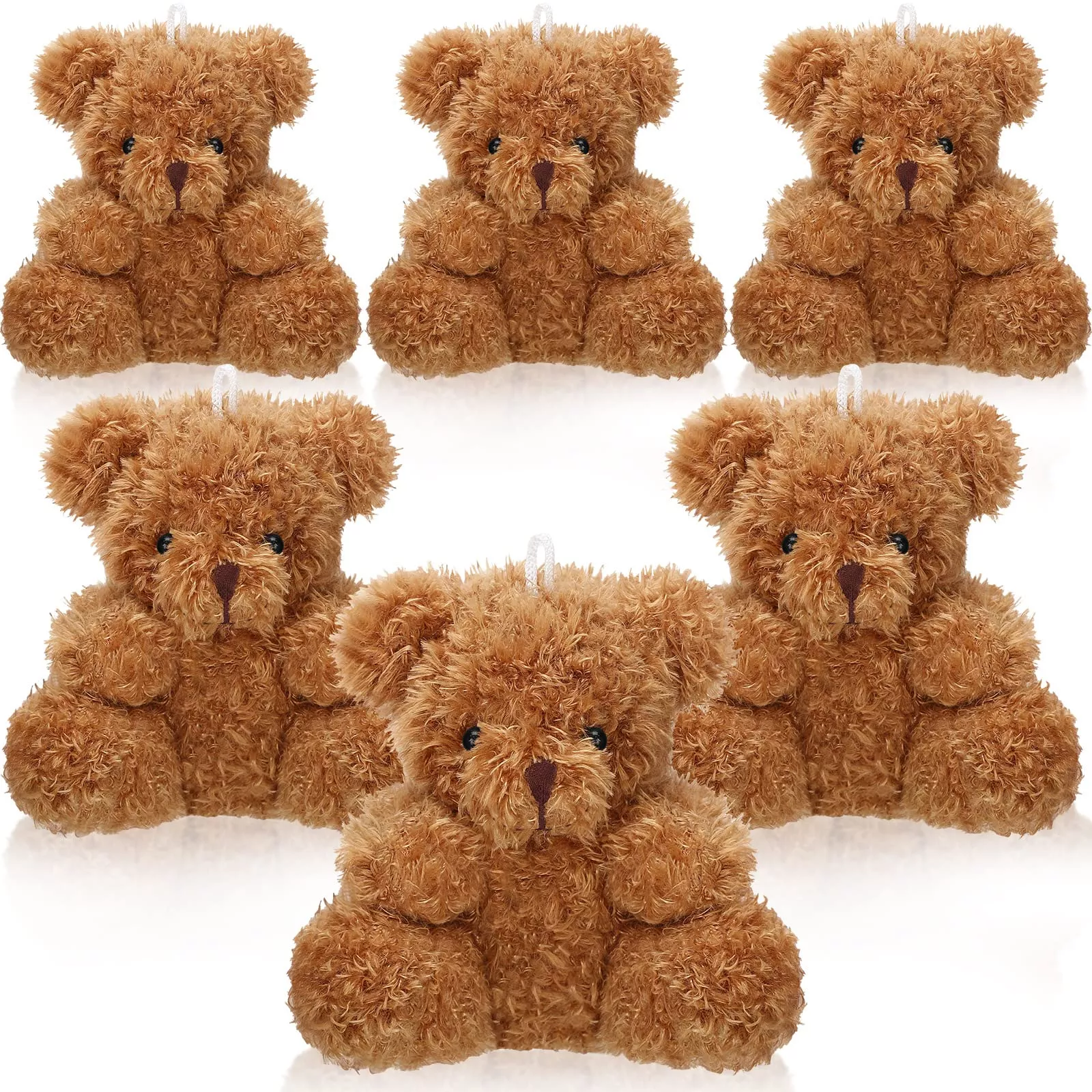 Aoriher 6 Mini Bear Plush Toys, 4 Inch Soft Brown Stuffed Animal Dolls