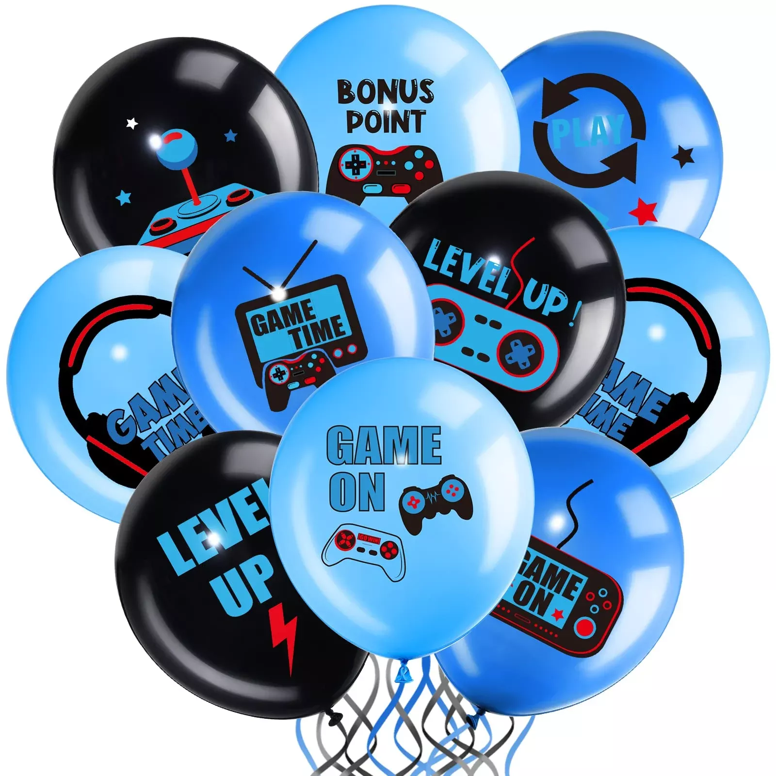 Aoriher Video Game Party Balloons, 12 Inch, Blue, 36 Pack