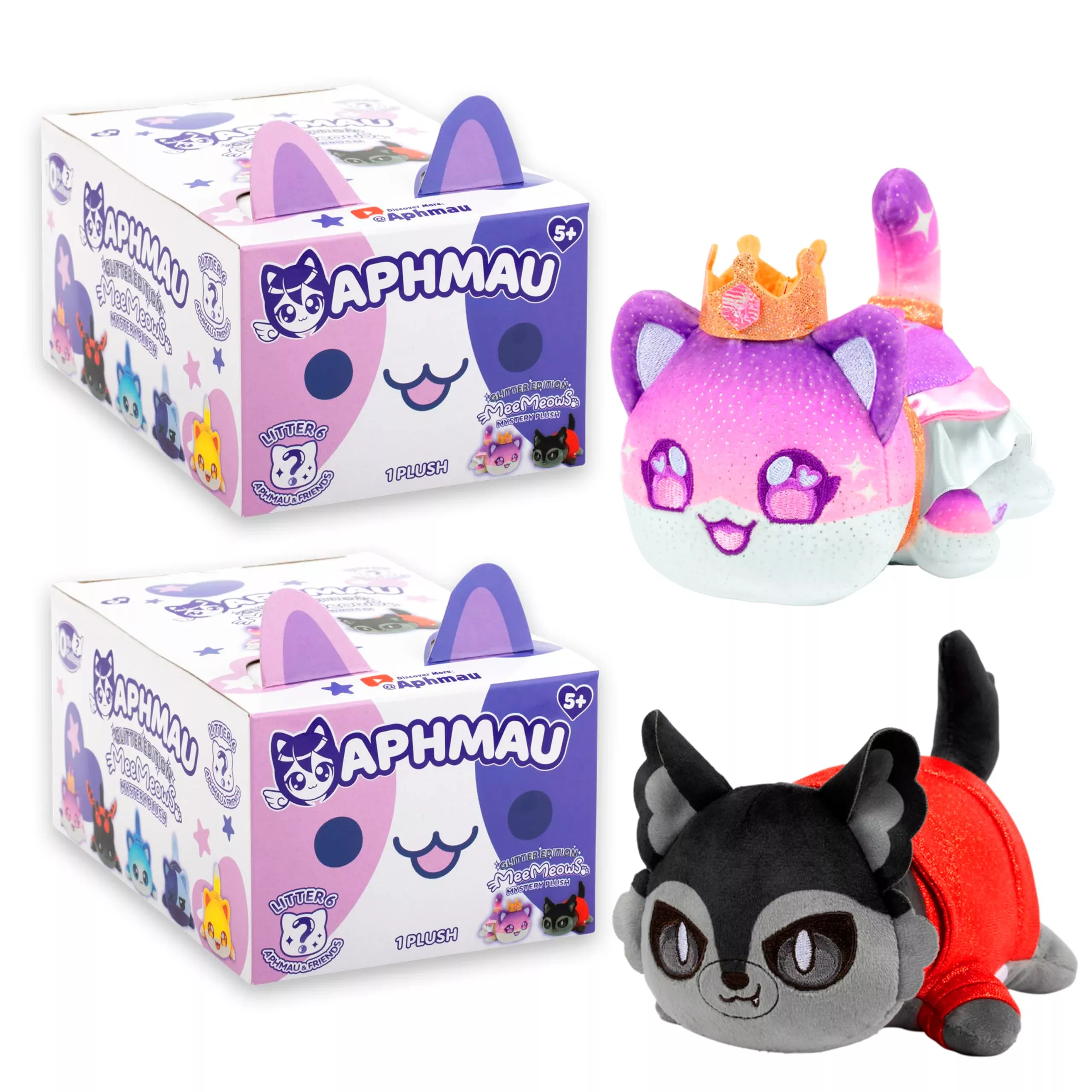 Aphmau 6” MeeMeow Mystery Plush 2 Pack Bundle - Multicolored, Series 6