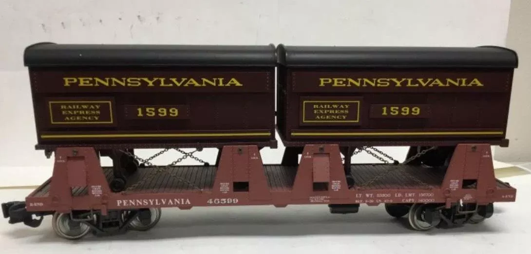 Aristo Craft / REA 46599 G Gauge Flatcar with Trailers Pennsylvania PRR - NOS