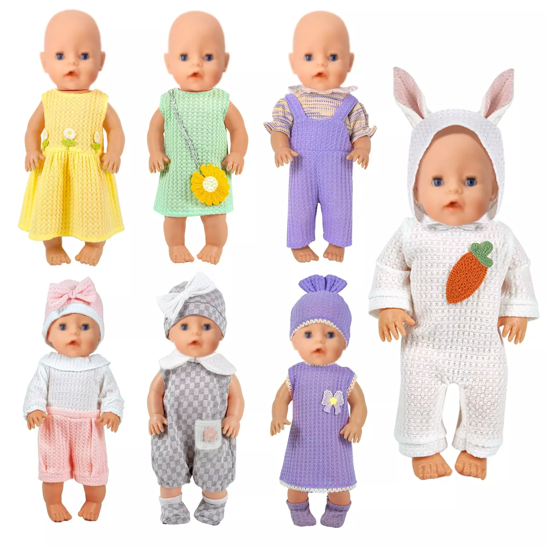 ARTST 7-Piece Doll Clothes Set for 14-16 Inch Dolls, Colorful