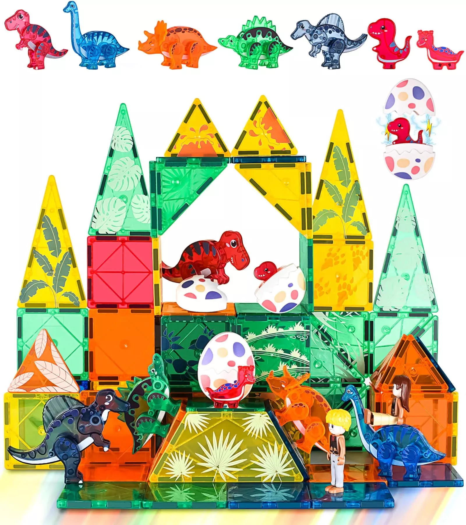 Asago Dinosaurs Egg Toys - Magnetic 3D Construction Tiles for Kids 3-7